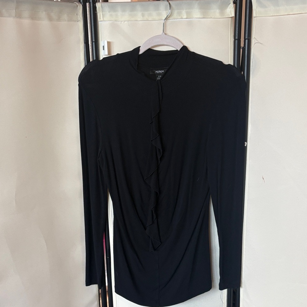 Alfani Black Ruffled Blouse